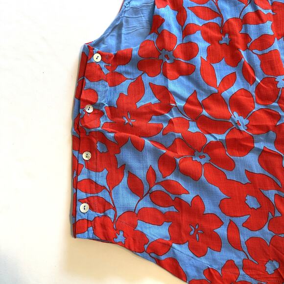 Draper James RSVP Floral Top Womens XXL Red Blue Sleeveless Button Side Tank - Picture 5 of 10